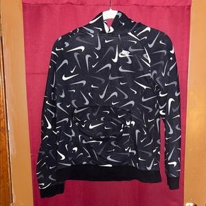 Nike Black & White Swoosh Pullover Hoodie